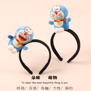 可爱哆啦A梦机器猫发箍超萌卡通蓝胖子公仔发卡拍照活动表演头饰