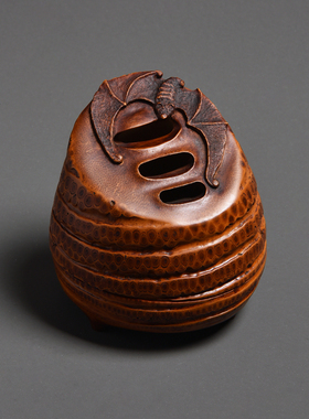 福来手工雕刻满竹星老竹根香炉 一物一拍 复古香熏炉打香篆炉摆件