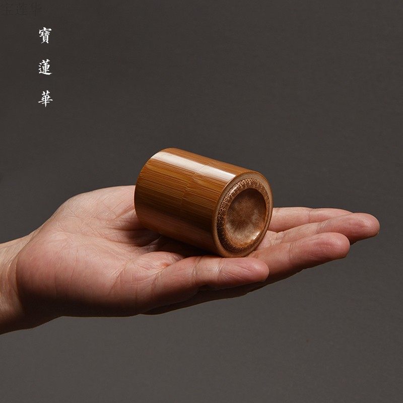 袖珍拨口小玉竹罐 迷你小巧精磨竹制香粉罐小茶叶罐 把玩文玩清供