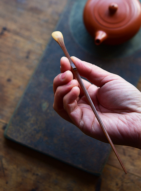 真正古旧老煤竹两用茶拨茶针 手工天然老竹茶扒 茶勺竹茶道零配件