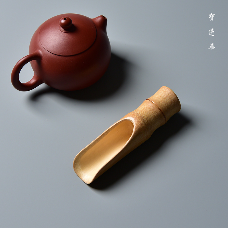 整支雕刻天然竹节茶勺 精抛光竹茶勺 竹茶匙 竹茶荷 茶则茶道配件