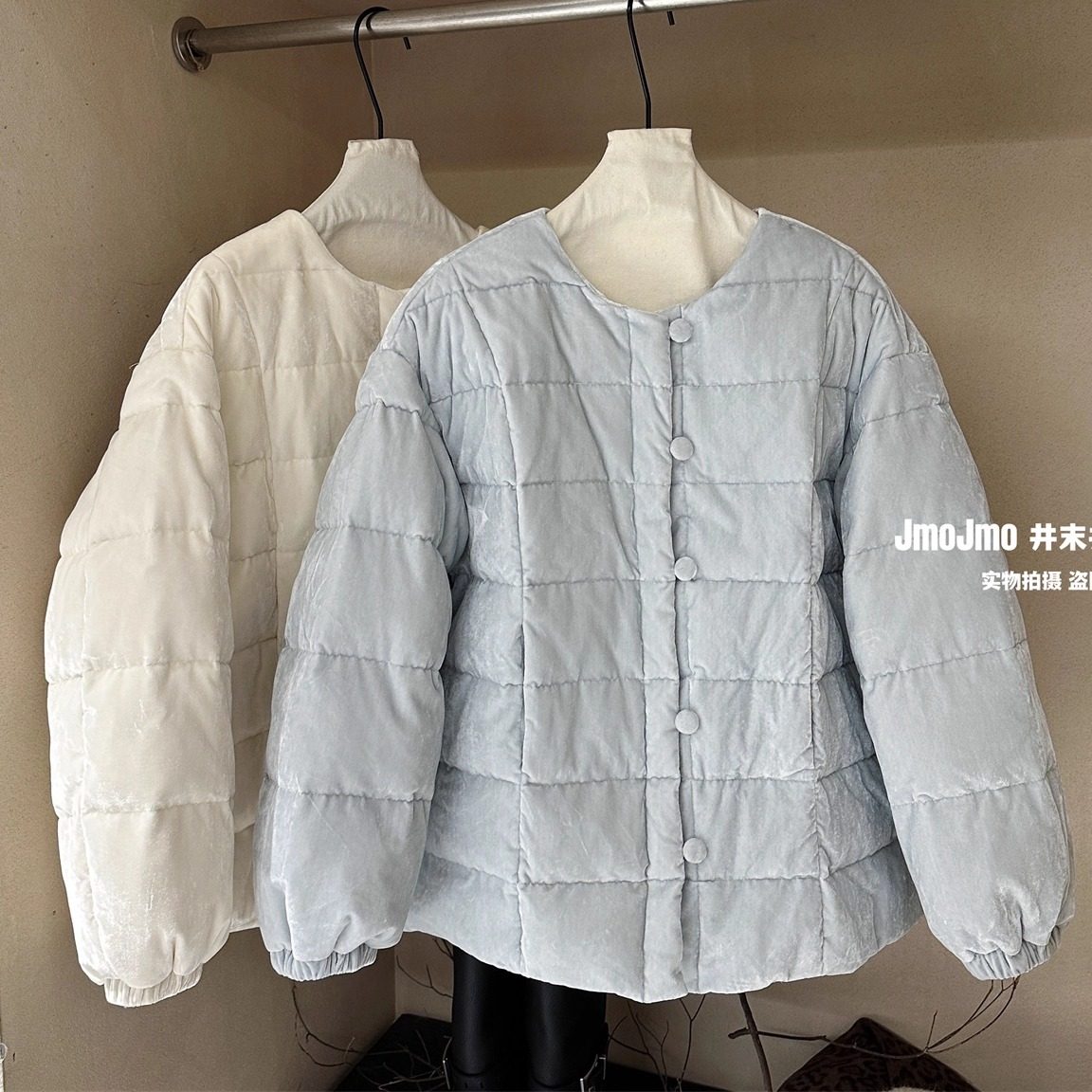 韩系奶呼呼丝绒羽绒服女冬