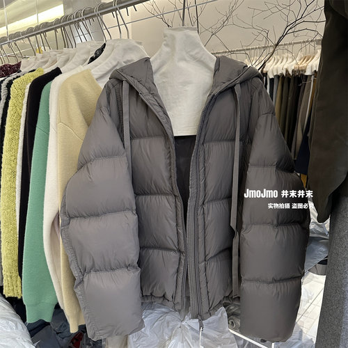 高品质90%白鸭绒连帽羽绒服冬