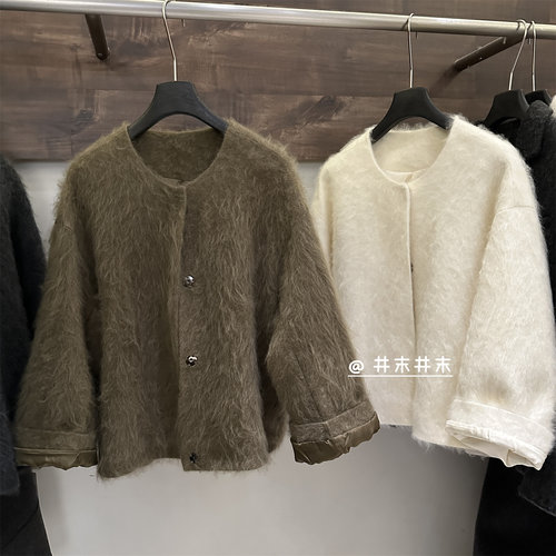 桑蚕丝羊毛拉绒短外套冬