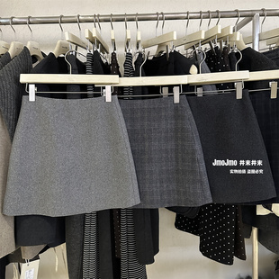 单品 高腰显瘦显腿长A字半身裙简约时尚 韩系羊毛呢短裙冬季 ins新品