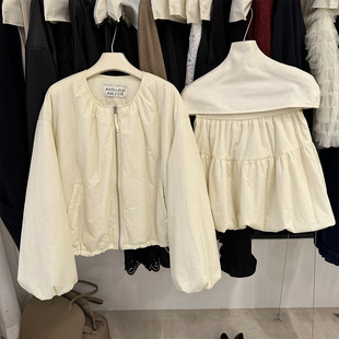 半身裙两件套2025 圆领短外套 奶呼呼泡芙花苞棉服套装 女秋冬新品