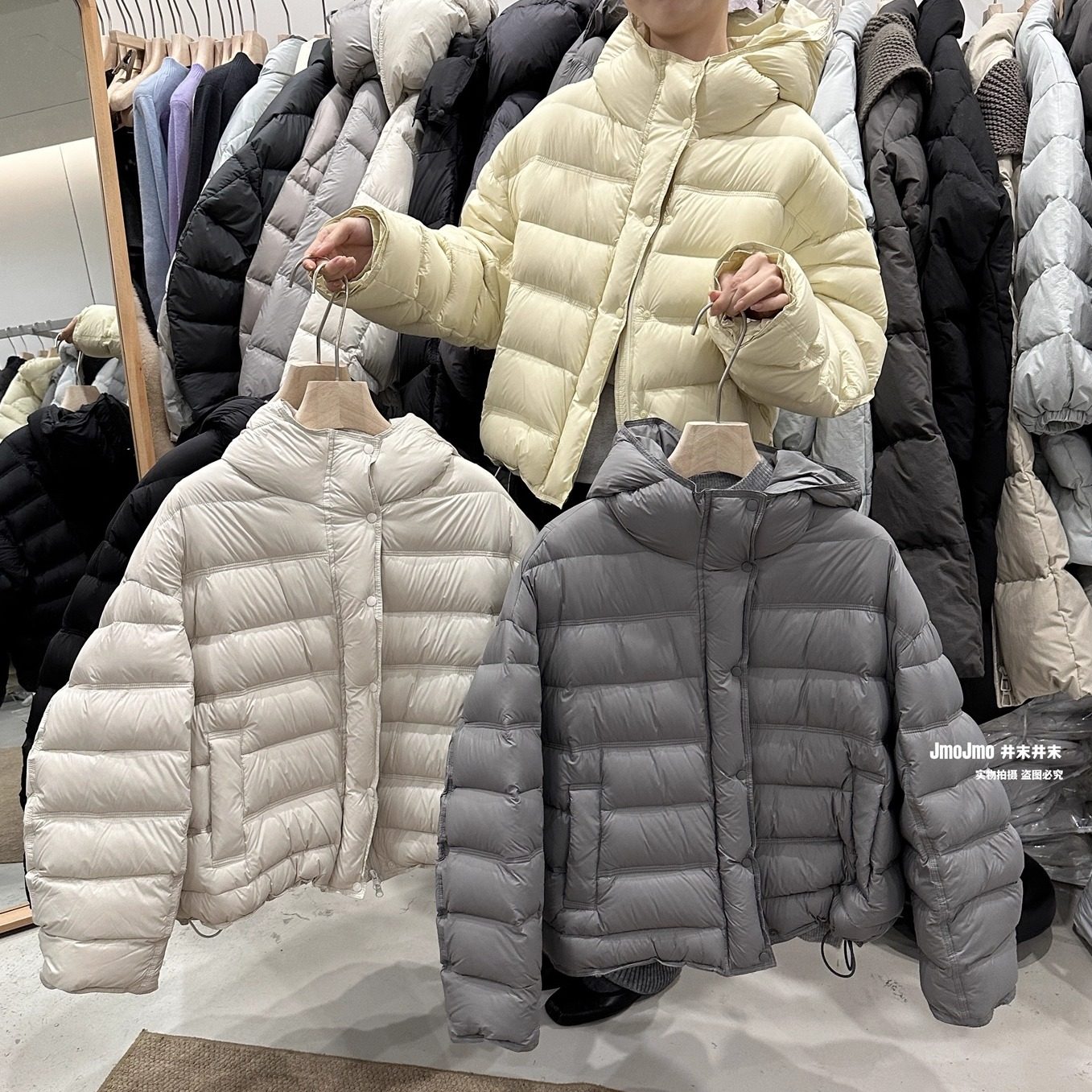 韩系连帽短款排骨羽绒服女冬