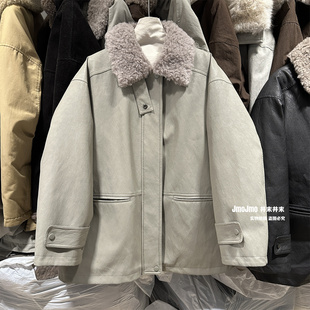 90白鸭绒羽绒内胆皮衣派克服女冬保暖中长款休闲外套高级感派克服