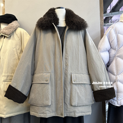 大毛领巴恩风90鹅绒羽绒服