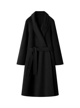 100%绵羊毛厚款双面呢大衣时尚修身显瘦慵懒风秋冬女士长款毛呢外