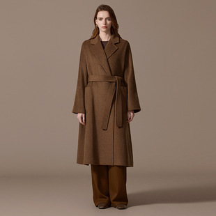 显瘦腰带款 100％骆驼绒大衣女长款 修身 韩版 绒大衣2025冬天新 时尚