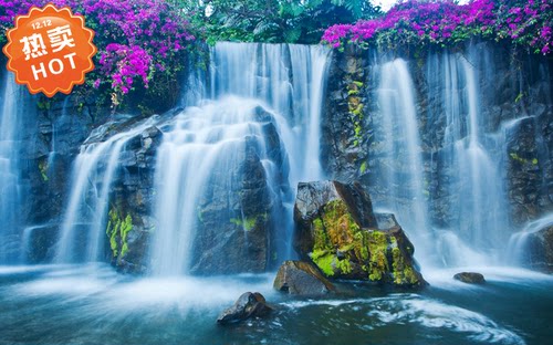 瀑布客厅屏风电视墙装饰画