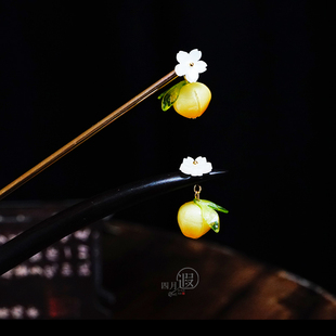 原创夏季新款小清新花苞簪花朵可爱小众设计日常盘发通勤高级感