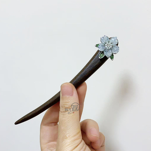 【碧落】原创大叶紫檀木栀子花发簪高级感日常简约气质盘发小簪