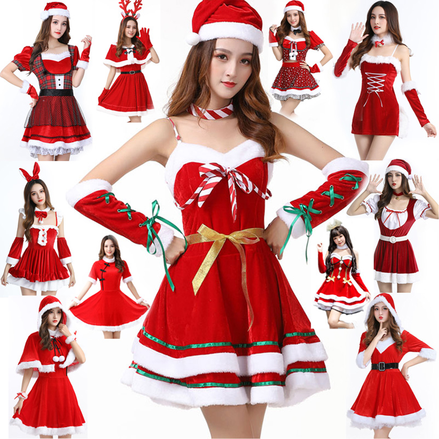 圣诞节服装兔女郎年会派对红色cos舞会可爱主播圣诞老人表演出服