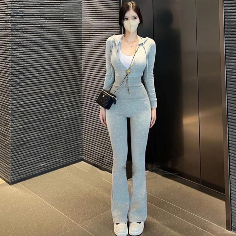 修身短上衣套装时尚洋气春秋季2025年新款显瘦休闲运动两件套女装