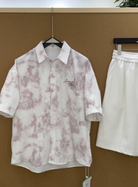 实体店夏季男新款简约休闲短袖韩版宽松休闲衬衫潮流时尚百搭上衣