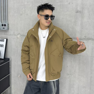 欧货冬季男简约立领羽绒服韩版纯色宽松外套保暖上衣潮流时尚修身
