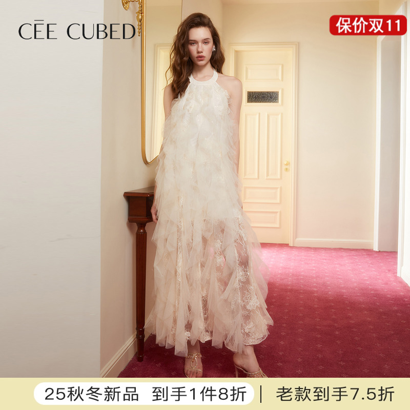 CEECUBED无袖露背挂脖连衣裙