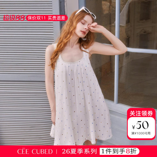 ELLIGIOI彩色波点A版印花无袖U领娃娃短裙连衣裙女2026夏季新款