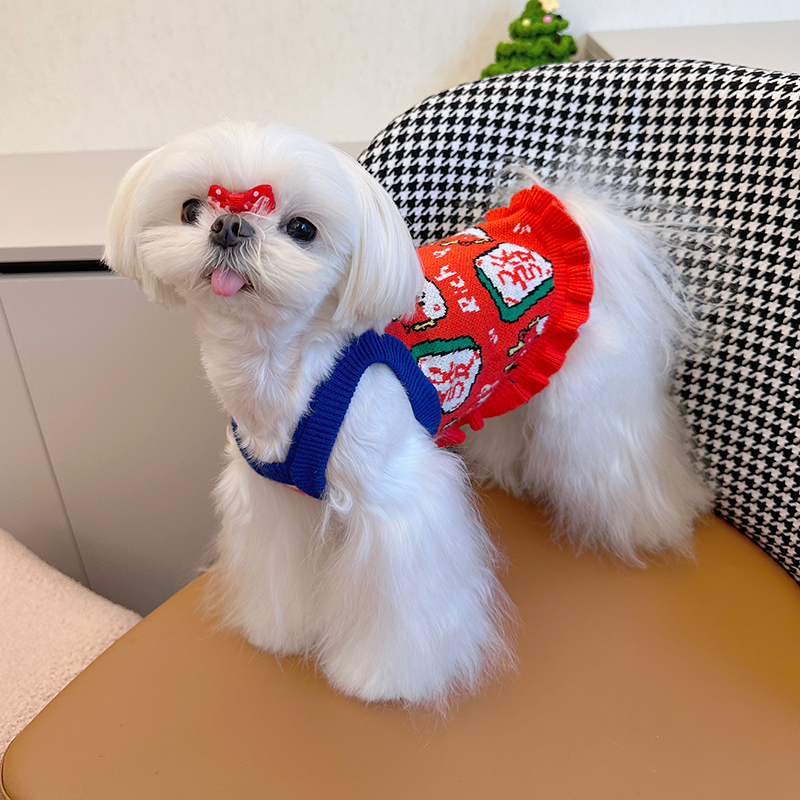 宠物狗狗猫咪过年喜庆红色衣服