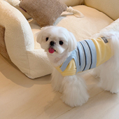 miu系复古条纹假两件针织马尔济斯比熊约克夏宠物毛衣狗衣服秋冬