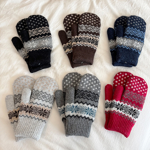 初中生男孩骑行不分指四个手指在一起的并拢一巴掌手套四指一体女