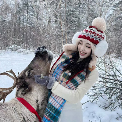 东北哈尔滨雪乡长白山防寒帽子