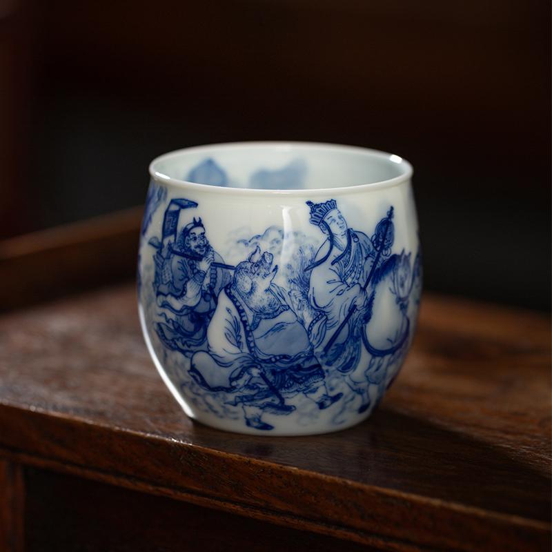 枭窑手工手绘青花瓷功夫茶杯