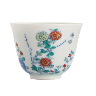 枭窑 景德镇手工仿古瓷器青花斗彩手绘茶具十二花神功夫茶杯套装