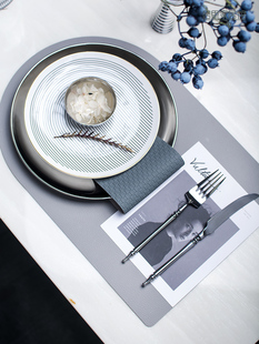 西餐具设计师软装 样板间现代轻奢北欧风格 搭配餐盘电镀银陶瓷盘子