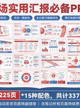 【225页】工作汇报总结逻辑图PPT模版静态