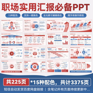 【225页】工作汇报总结逻辑图PPT模版静态