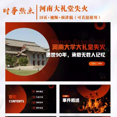 2024年时事热点【河南大学大礼堂失火事件】PPT成品【自动发货】