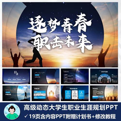 高级动态版职业生涯规划PPT附赠计划书及修改教程【自动发货】