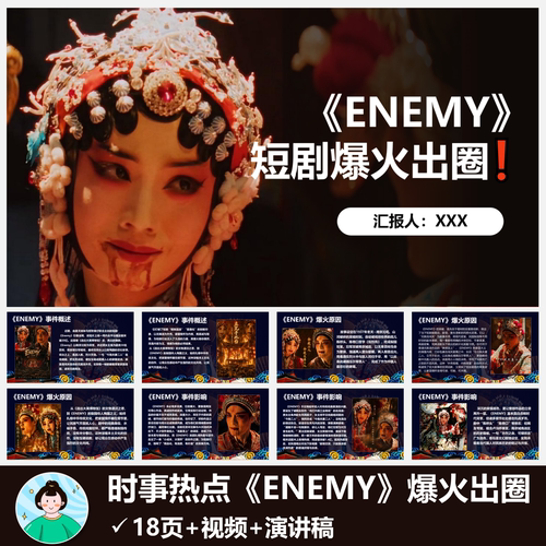 时事热点PPT|《ENEMY》短剧火爆出圈共18页自动发货