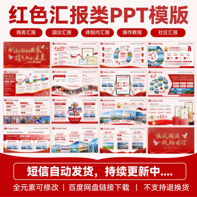 高端红色风格工作汇报年终总结PPT模版|图文排版静态【已更30页】