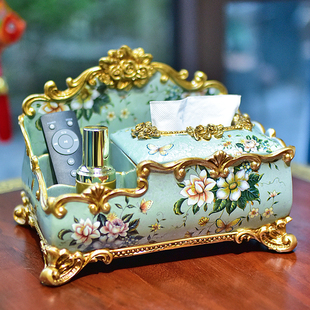 多功能抽纸盒美式 餐巾纸纸巾盒 客厅家用茶几摆件遥控器收纳盒欧式