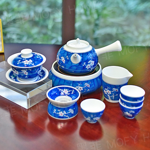 家用客厅办公室会客泡茶壶茶杯高端品茗杯子 手绘青花瓷茶具新中式