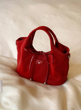 南风Chio2nd 店主自研春夏丝光料托特包包女红色手提包单肩斜挎包