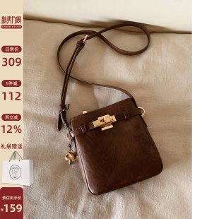 复古棕质感单肩斜挎包 2026新款 南风Chio2nd 纽约晨光托特包包女式