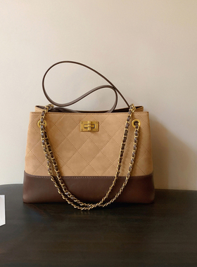 南风Chio2nd 枫絮秋阳托特包包女秋冬麂皮小众菱格链条单肩斜挎包