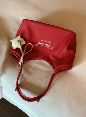 南风Chio2nd 氧气都市托特包大容量帆布纹理红色包包女手提单肩包