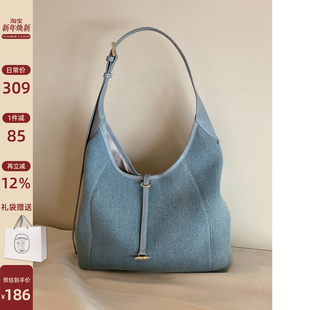 南风Chio2nd 寒江涿玉托特包包女牛仔蓝休闲松弛感单肩大包斜挎包