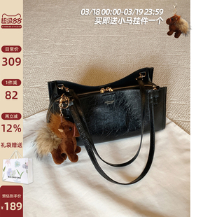 南风Chio2nd 暖手可可托特包包女款黑色质感通勤单肩包手提斜挎包