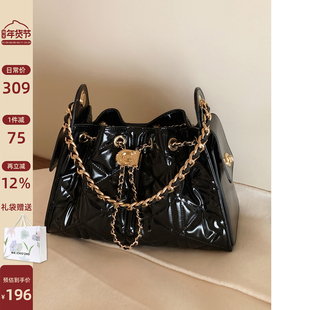 南风Chio2nd 辉光冬旅托特包包女士香风菱格链条手提包单肩斜挎包