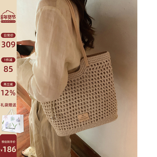 南风Chio2nd原创高定系列牛皮+蜜蜡绳高级手工编织包女海边单肩包