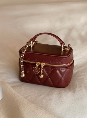 新年礼物 南风Chio2nd盒子包红色手提小包包女菱格链条单肩斜挎包