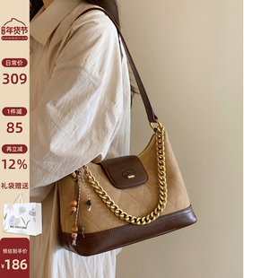 南风Chio2nd 魅雾棕语托特包包女款秋冬菱格通勤包百搭单肩斜挎包