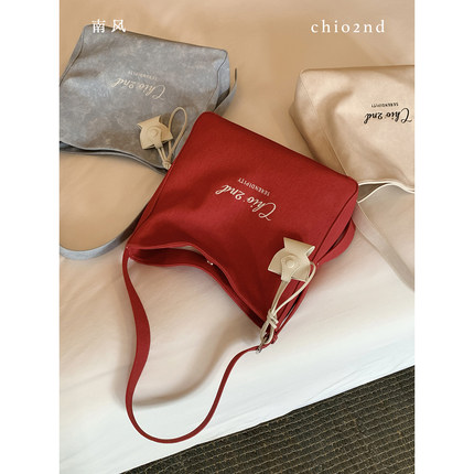 南风Chio2nd 明媚邂逅托特包包女款大容量通勤女包红色单肩斜挎包